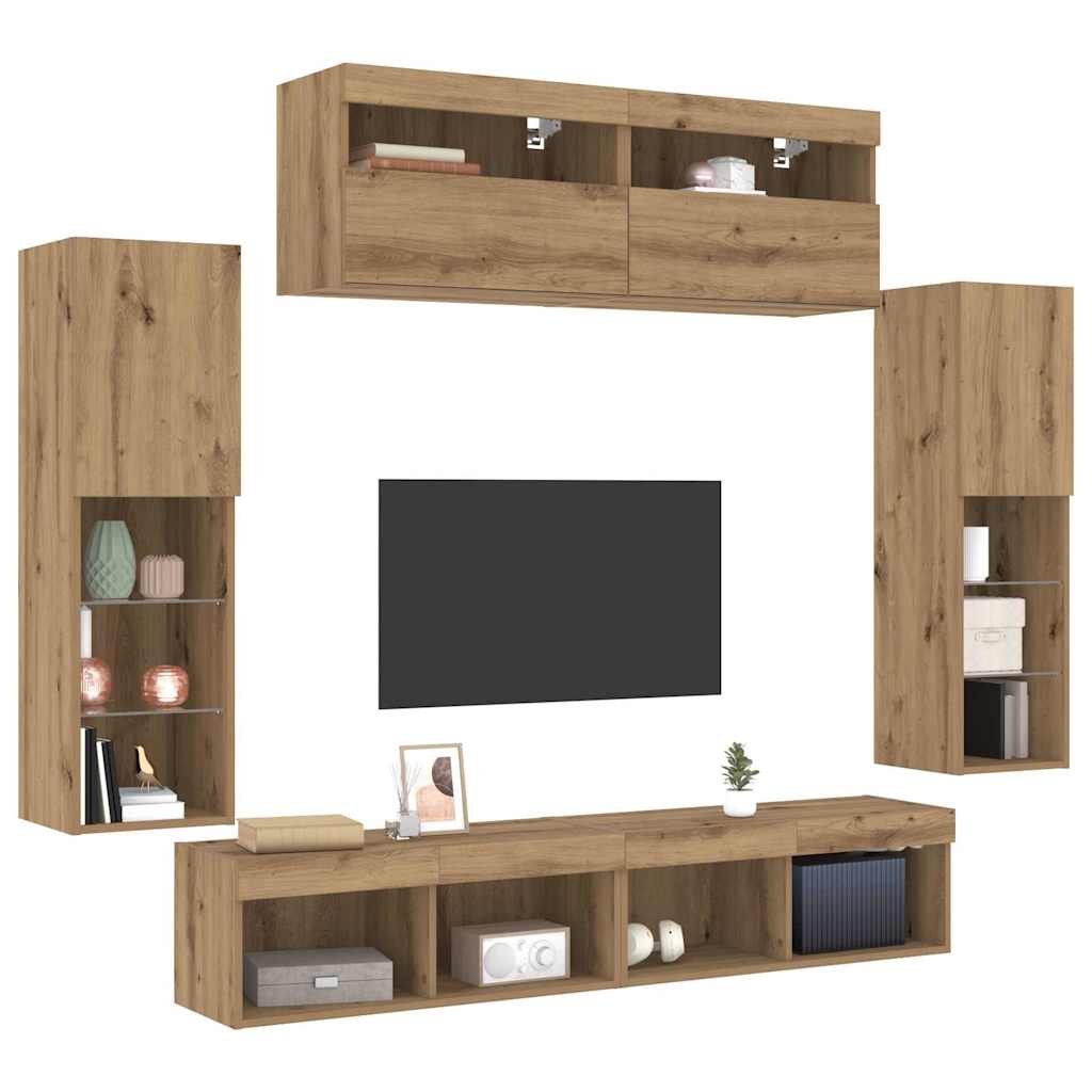 vidaXL TV Cabinet Set 6 pcs Artisan oak Engineered wood