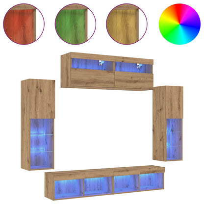 vidaXL TV Cabinet Set 6 pcs Artisan oak Engineered wood