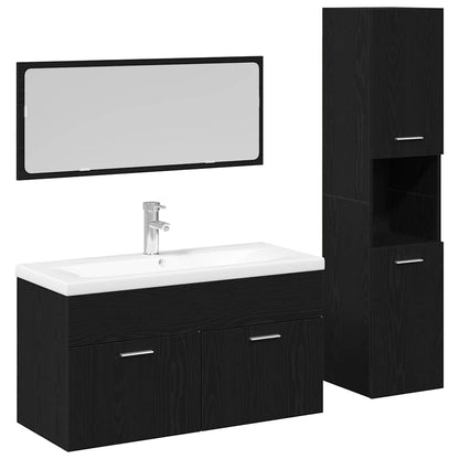 vidaXL Bathroom Furniture Set 4 pcs Black Oak Engineered Wood