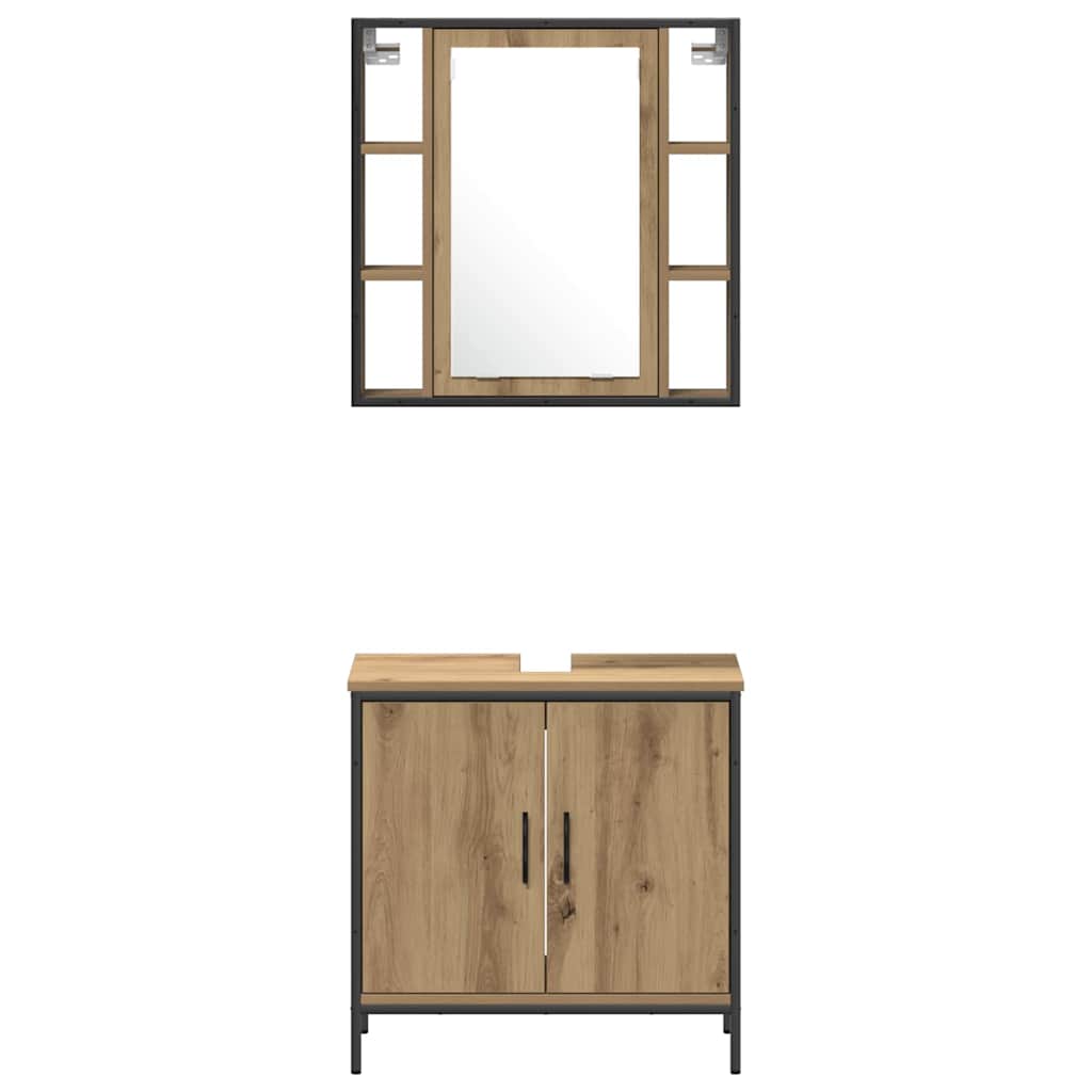 vidaXL Bathroom Vanity Units with Shelf 3 pcs Brown Engineered wood