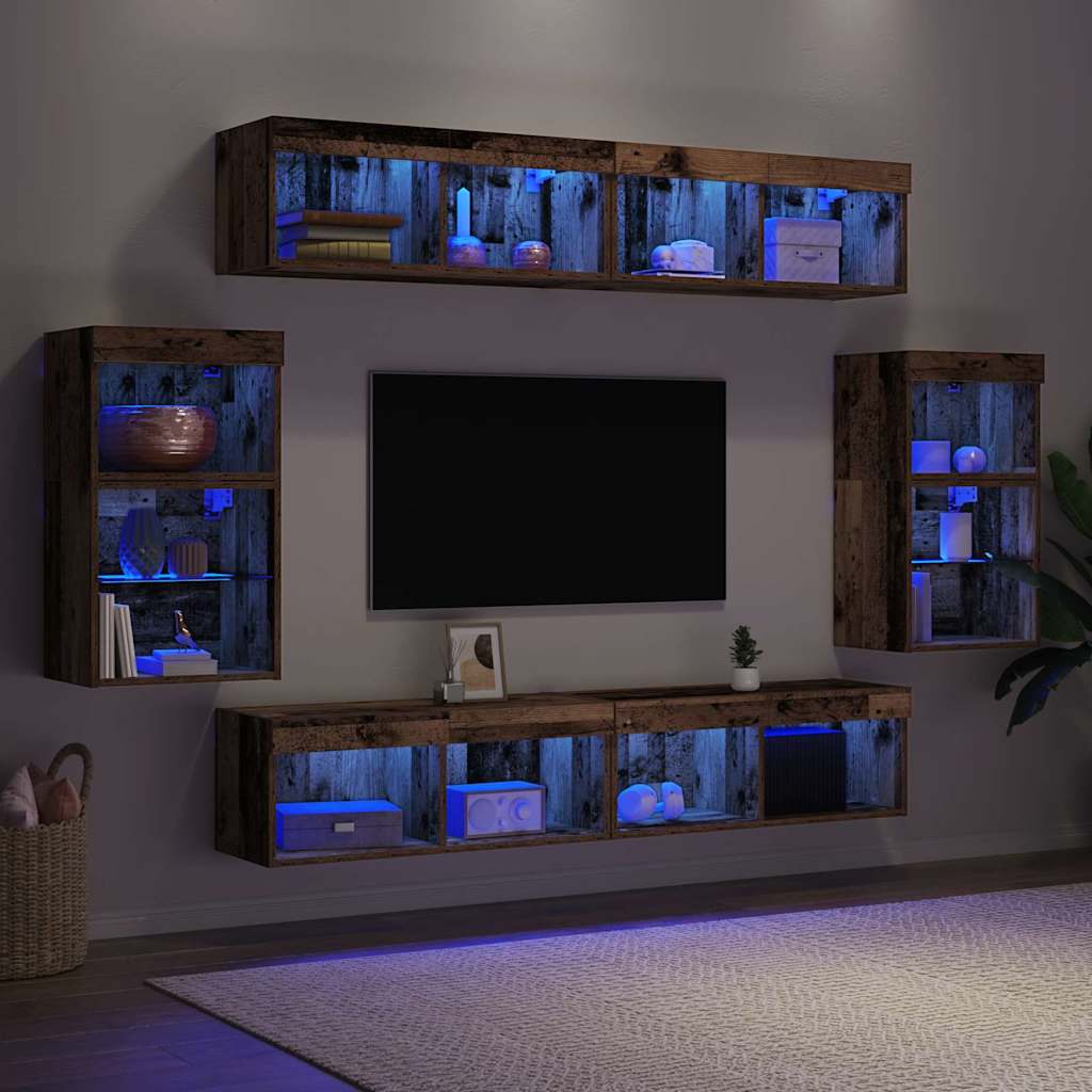 vidaXL TV Cabinet Set Wall-mounted 8 pcs Old wood Engineered wood