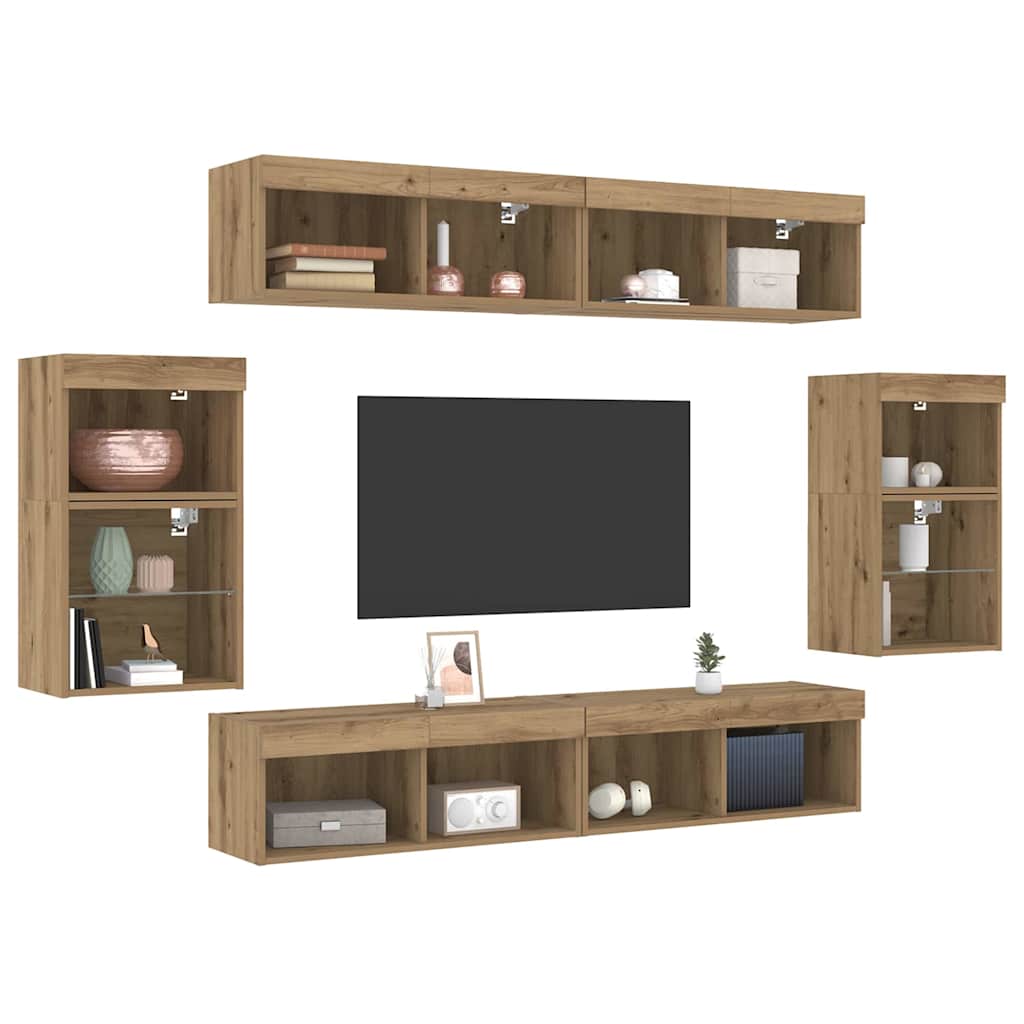 vidaXL TV Cabinet Set 8 pcs Artisan oak Engineered wood