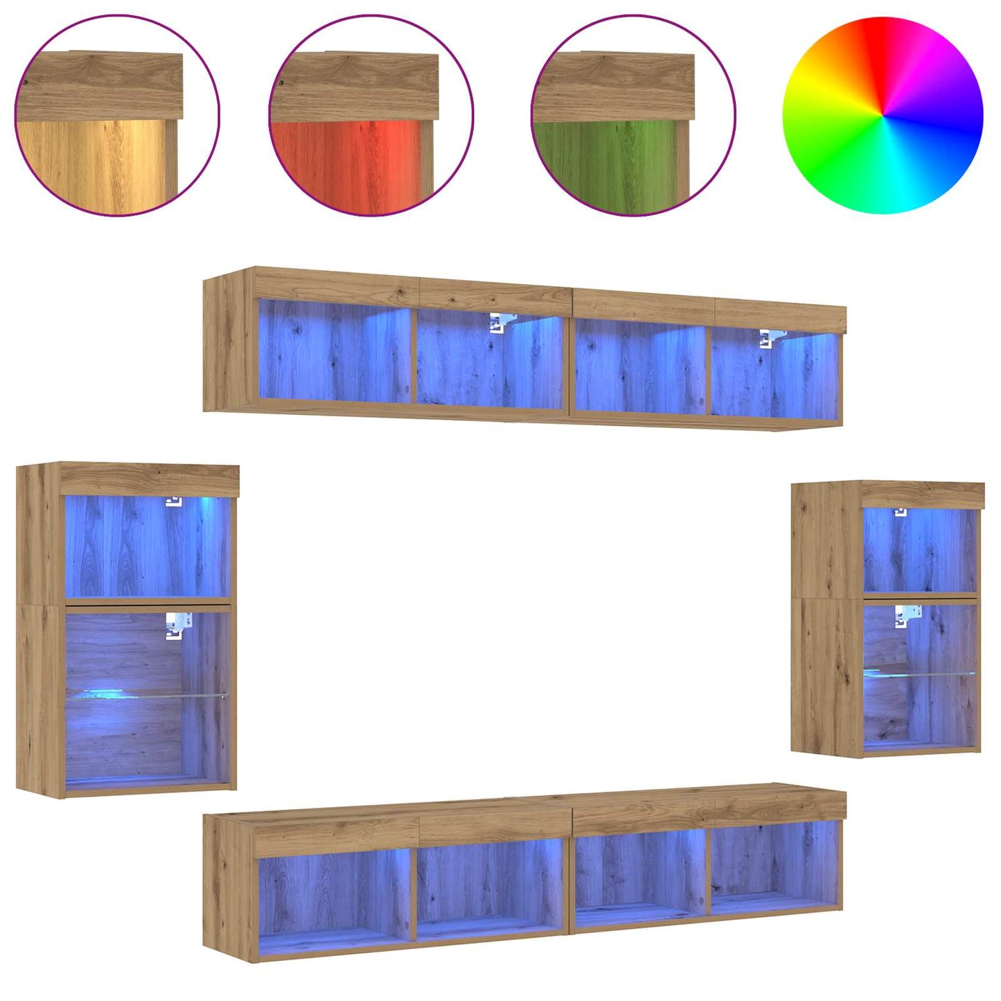 vidaXL TV Cabinet Set 8 pcs Artisan oak Engineered wood