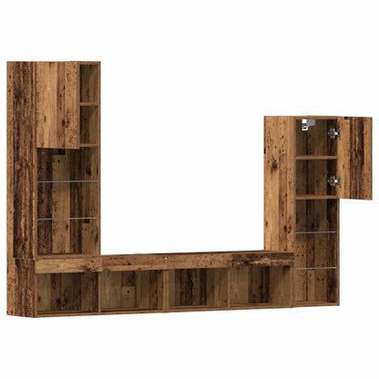 vidaXL TV Cabinet with LED Strip Lights 4 pcs Old wood Engineered wood
