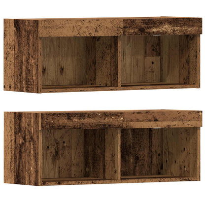 vidaXL TV Cabinet with LED Strip Lights 4 pcs Old wood Engineered wood