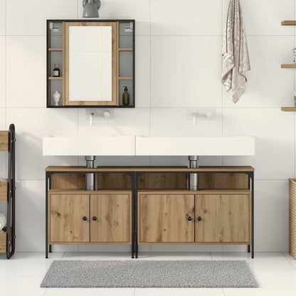 vidaXL Bathroom Vanity Units with Shelf 3 pcs Brown Engineered wood