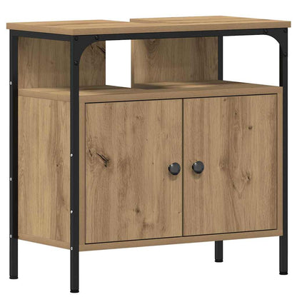 vidaXL Bathroom Vanity Units with Shelf 3 pcs Brown Engineered wood