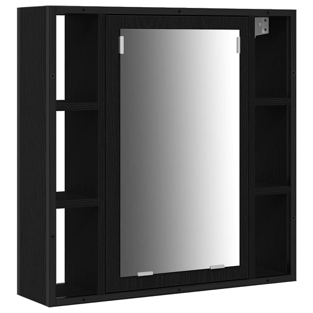 vidaXL Bathroom Vanity Units with Shelf 3 pcs Black Engineered wood