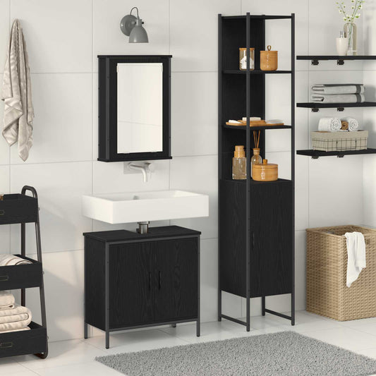 vidaXL Bathroom Furniture Set 3 pcs Black Engineered wood