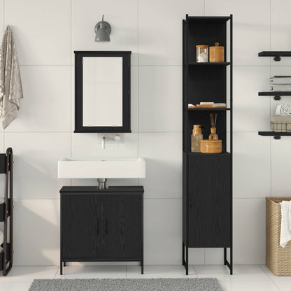 vidaXL Bathroom Furniture Set 3 pcs Black Engineered wood