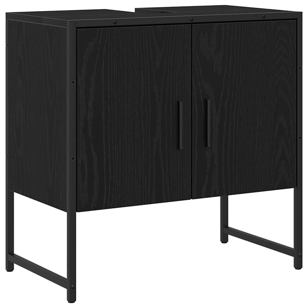 vidaXL Bathroom Furniture Set with Shelf 4 pcs Black Engineered wood