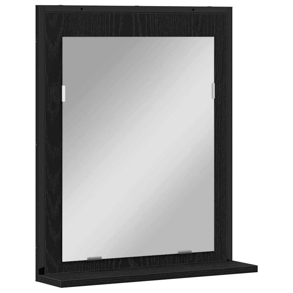 vidaXL Bathroom Furniture Set with Shelf 4 pcs Black Engineered wood