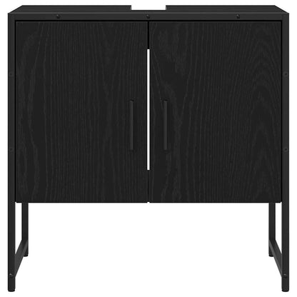 vidaXL Bathroom Furniture Set with Shelf 4 pcs Black Engineered wood