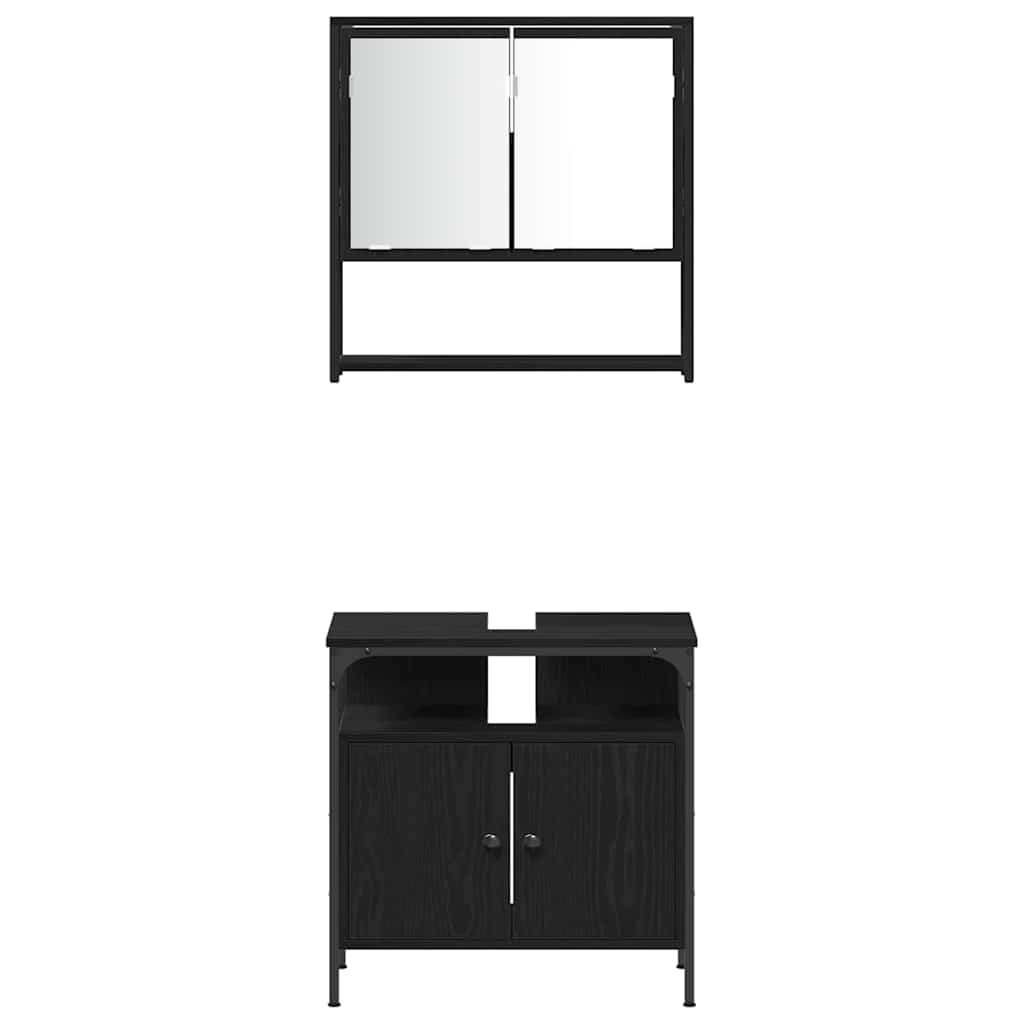 vidaXL Bathroom Furniture Set 4 pcs Black Oak Engineered Wood