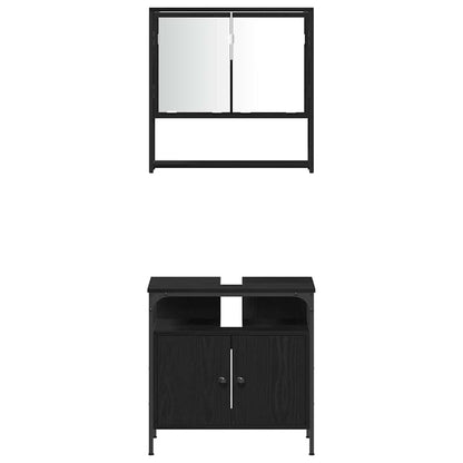 vidaXL Bathroom Furniture Set 4 pcs Black Oak Engineered Wood