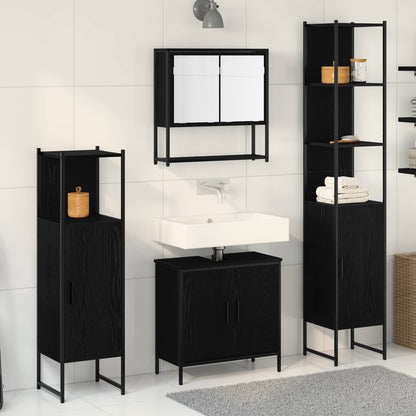 vidaXL Bathroom Furniture Set 4 pcs Black Engineered wood