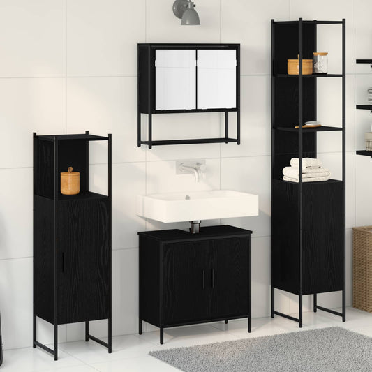 vidaXL Bathroom Furniture Set 4 pcs Black Engineered wood
