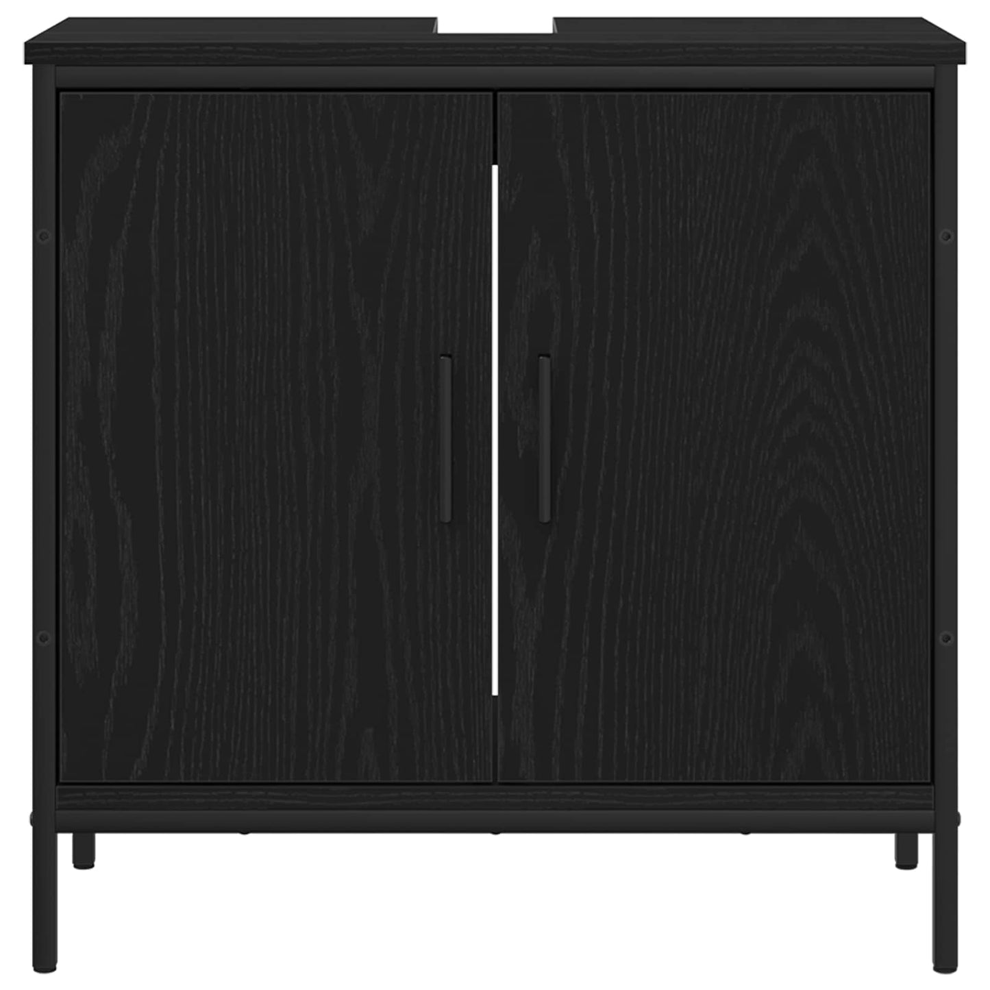 vidaXL Bathroom Furniture Set with Shelf 4 pcs Black Engineered wood