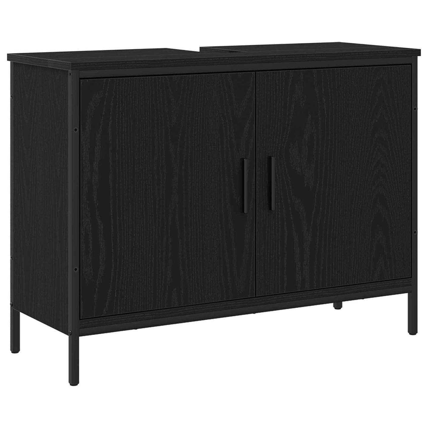 vidaXL Bathroom Furniture Set with Shelf 4 pcs Black Engineered wood