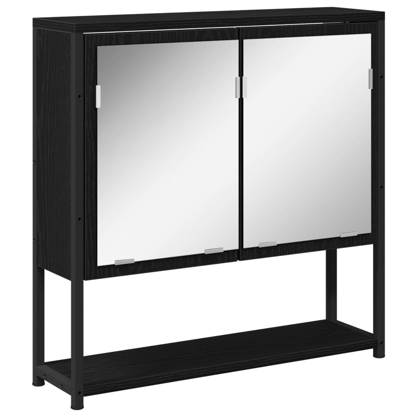 vidaXL Bathroom Furniture Set with Shelf 4 pcs Black Engineered wood