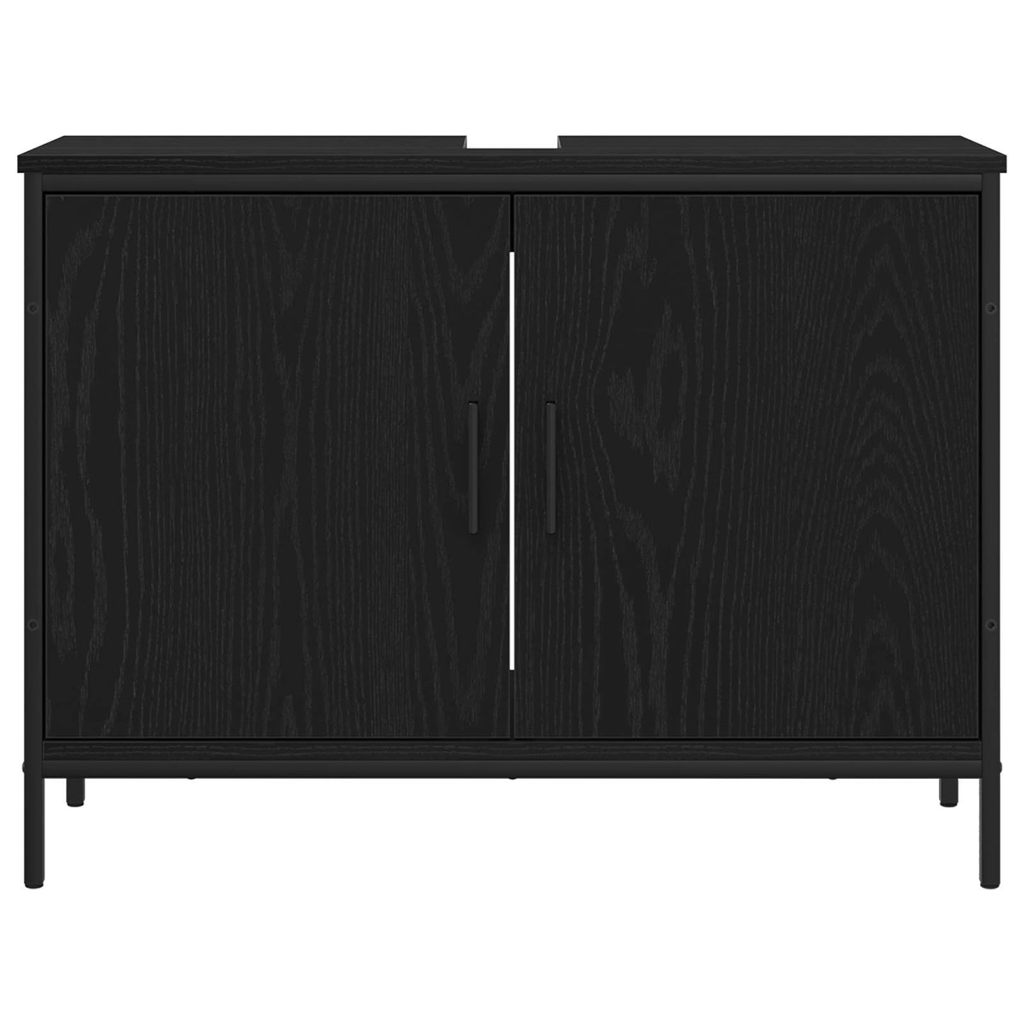 vidaXL Bathroom Furniture Set with Shelf 4 pcs Black Engineered wood