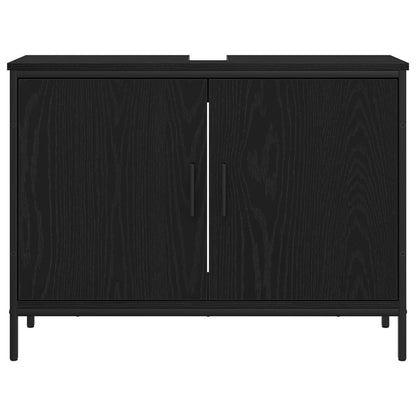 vidaXL Bathroom Furniture Set with Shelf 4 pcs Black Engineered wood