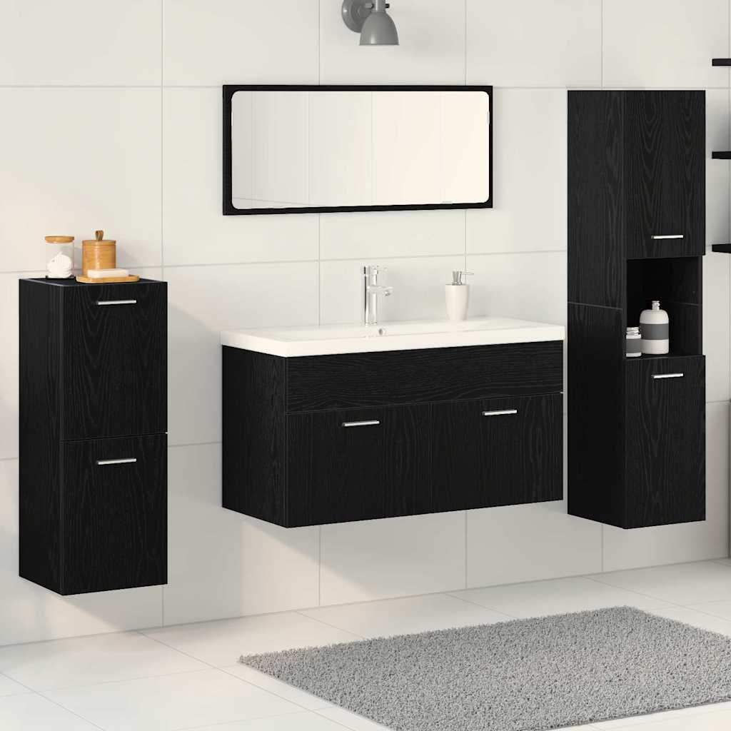 vidaXL Bathroom Furniture Set 5 pcs Black Oak Engineered Wood