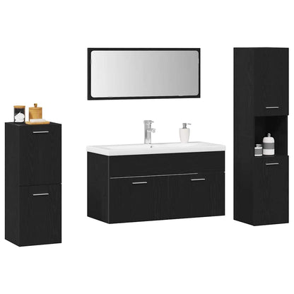 vidaXL Bathroom Furniture Set 5 pcs Black Oak Engineered Wood