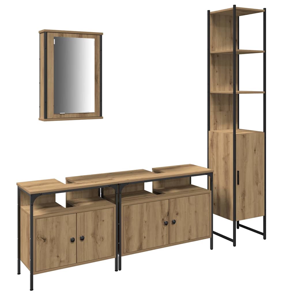 vidaXL Bathroom Furniture Set 4 pcs Artisan Oak Engineered Wood