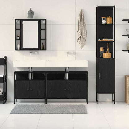 vidaXL Bathroom Furniture Set 4 pcs Black Oak Engineered Wood
