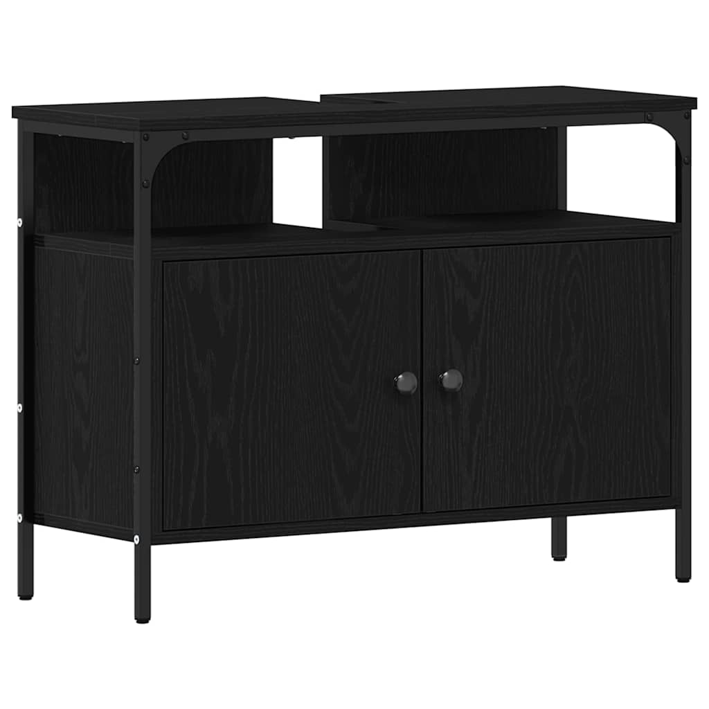 vidaXL Bathroom Furniture Set 4 pcs Black Oak Engineered Wood