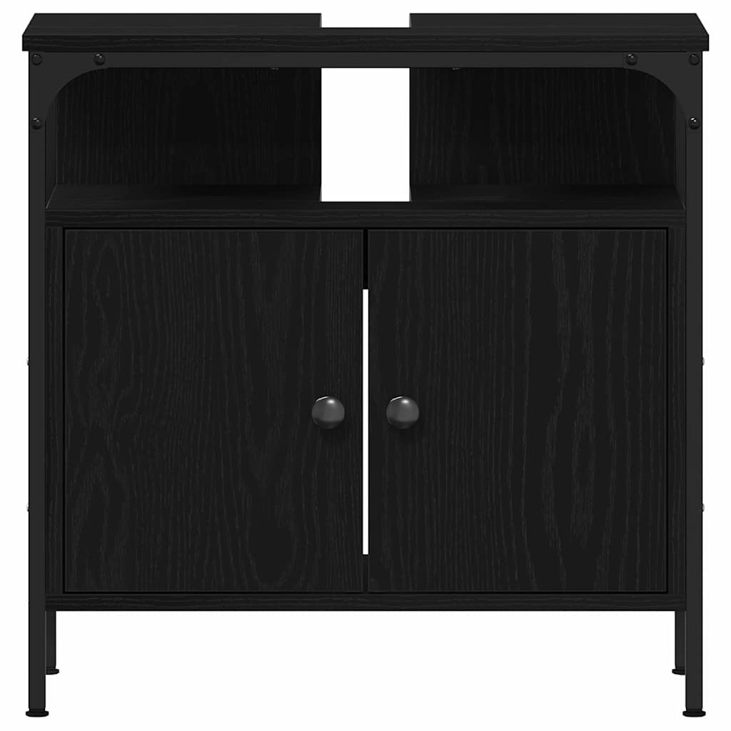 vidaXL Bathroom Furniture Set 4 pcs Black Oak Engineered Wood