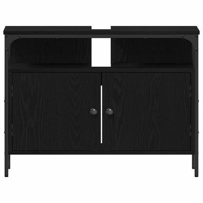 vidaXL Bathroom Furniture Set 4 pcs Black Oak Engineered Wood