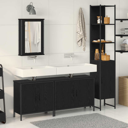 vidaXL Bathroom Furniture Set 4 pcs Black Engineered wood