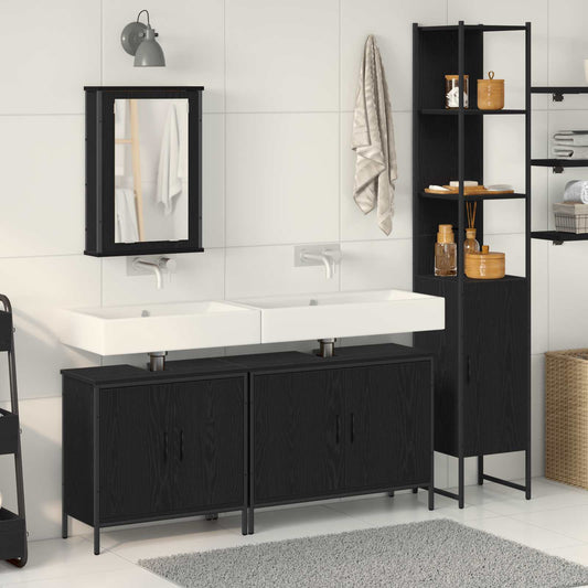 vidaXL Bathroom Furniture Set 4 pcs Black Engineered wood