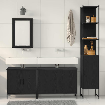 vidaXL Bathroom Furniture Set 4 pcs Black Engineered wood