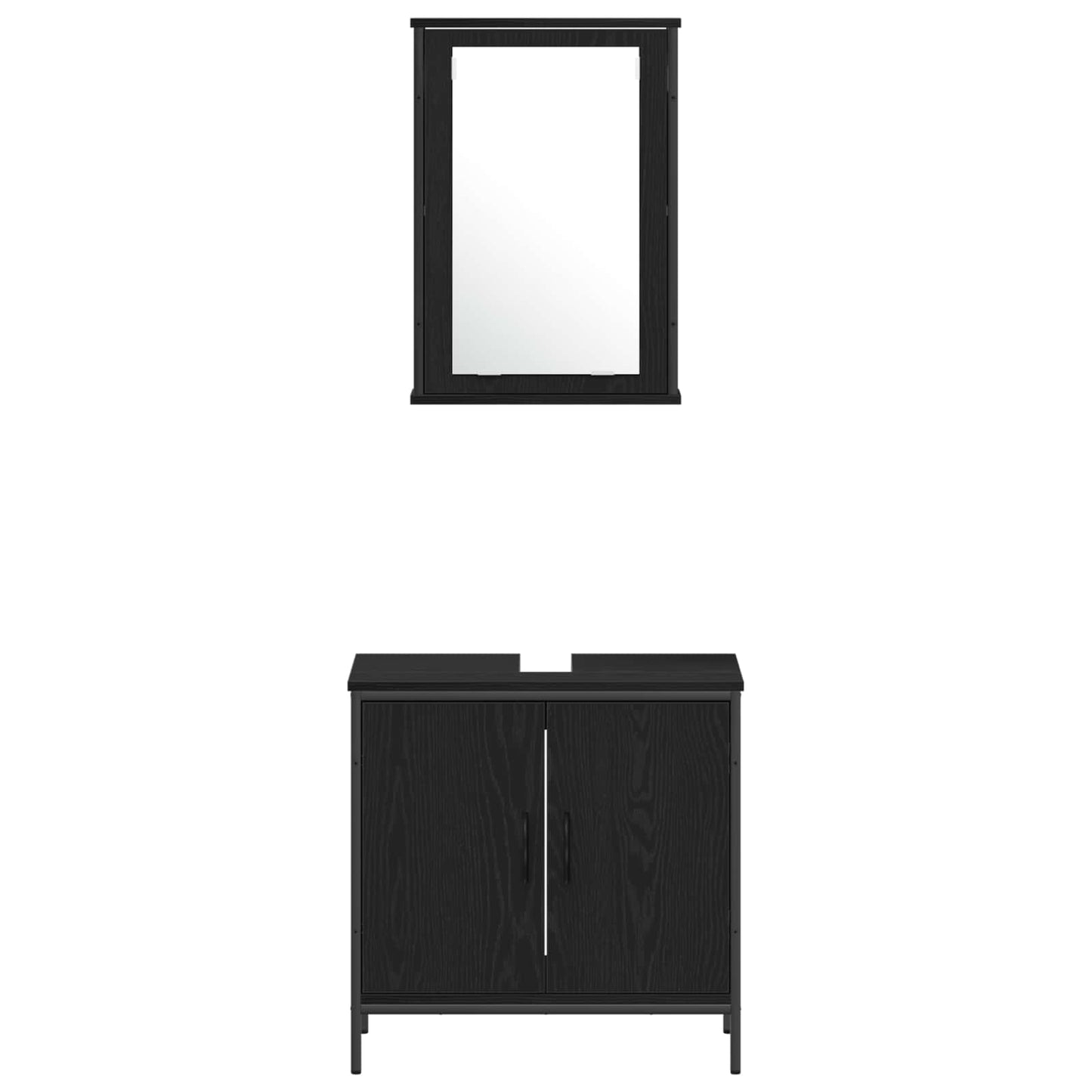 vidaXL Bathroom Furniture Set with Shelf 4 pcs Black Engineered wood