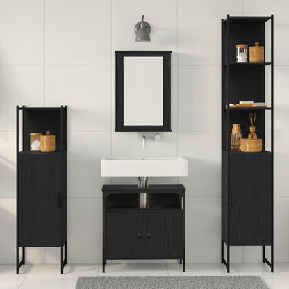 vidaXL Bathroom Furniture Set 4 pcs Black oak Engineered wood
