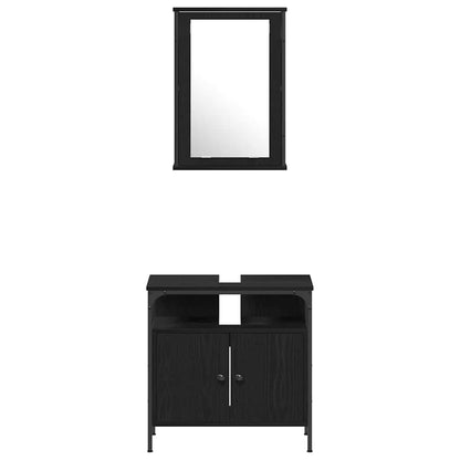 vidaXL Bathroom Furniture Set 4 pcs Black oak Engineered wood