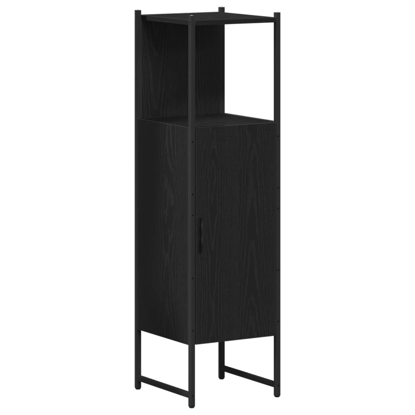 vidaXL Bathroom Furniture Set with Shelf 4 pcs Black Engineered wood