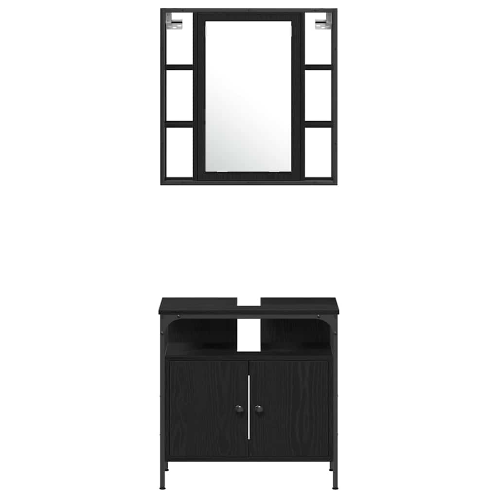 vidaXL Bathroom Furniture Set 4 pcs Black Oak Engineered Wood