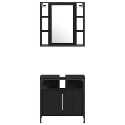 vidaXL Bathroom Furniture Set 4 pcs Black Oak Engineered Wood