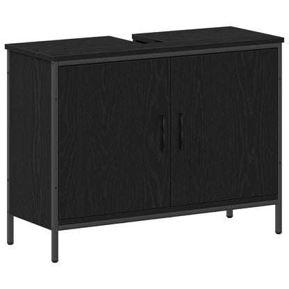 vidaXL Bathroom Furniture Set with Shelf 4 pcs Black Engineered wood
