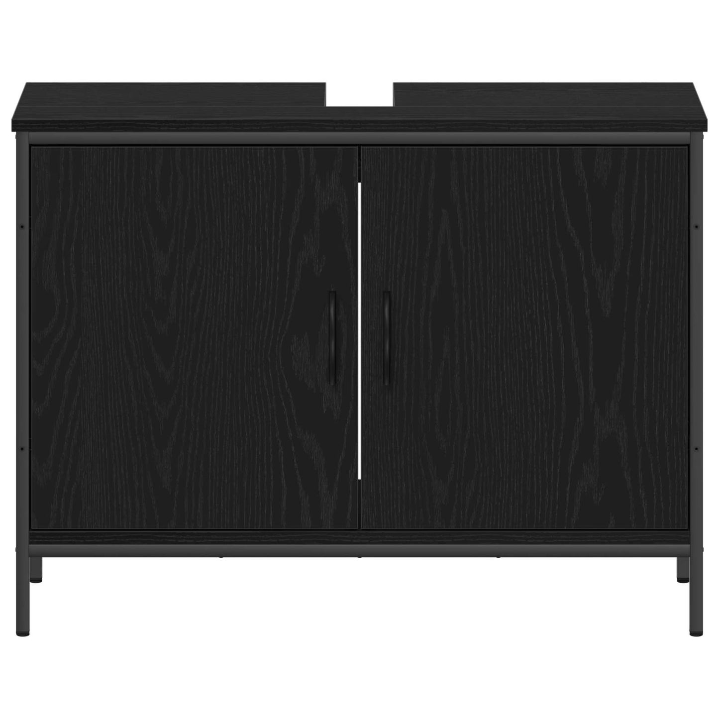 vidaXL Bathroom Furniture Set with Shelf 4 pcs Black Engineered wood