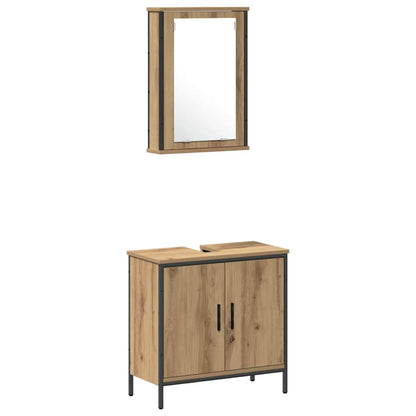 vidaXL Bathroom Furniture Set with Shelf 4 pcs Brown Engineered wood