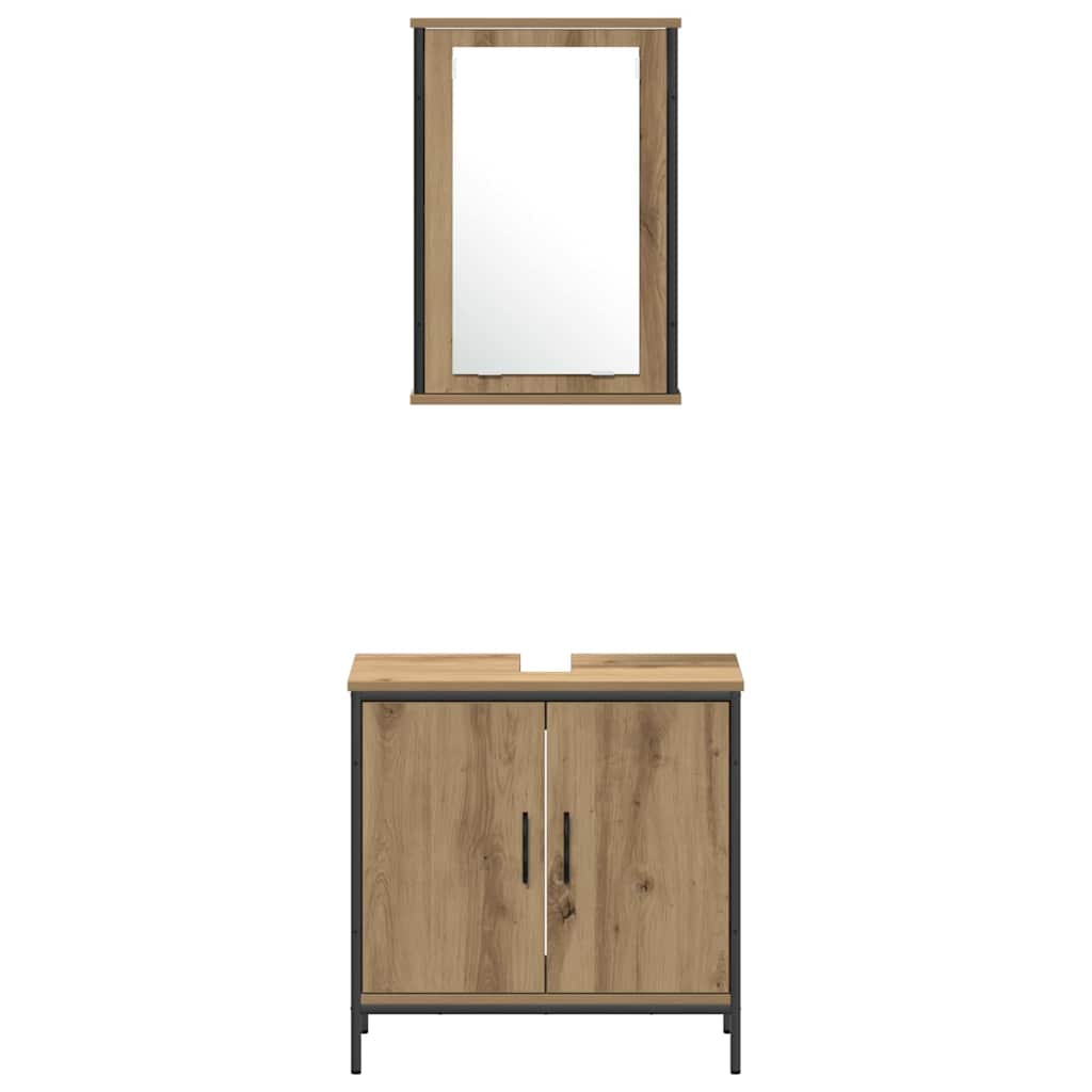 vidaXL Bathroom Furniture Set with Shelf 4 pcs Brown Engineered wood