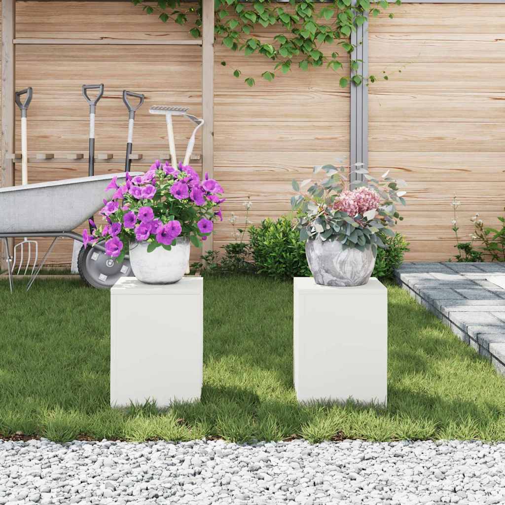vidaXL Plant Stand 2 pcs White 24 x 24 x 35 cm Steel