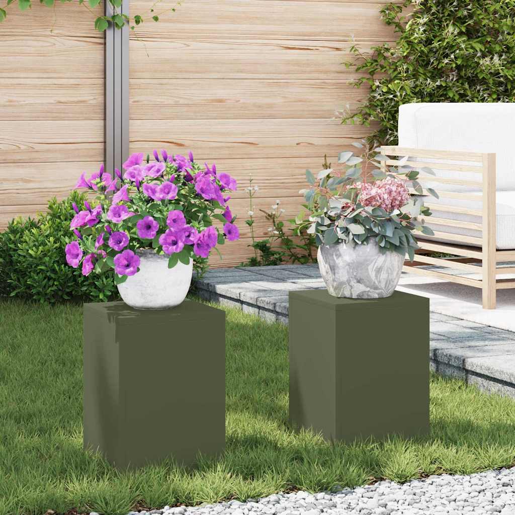 vidaXL Plant Stand 2 pcs Olive green 24 x 24 x 35 cm Steel