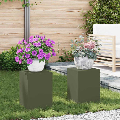 vidaXL Plant Stand 2 pcs Olive green 24 x 24 x 35 cm Steel