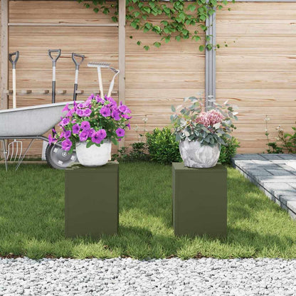 vidaXL Plant Stand 2 pcs Olive green 24 x 24 x 35 cm Steel